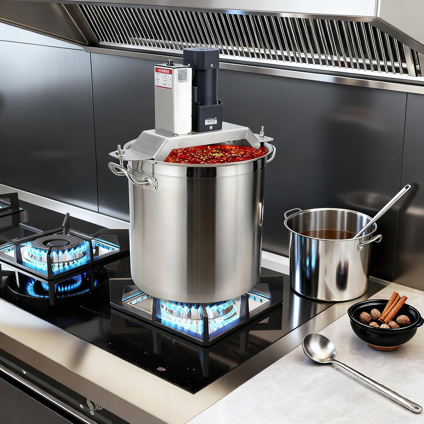 40L/10.5 Gal Automatic Food Mixer 110V 180W Stainless Steel Electric Mixer For Cooking Agitator Chocolate Paste Heat Mixing Machine Food Mixer Pot Seasoning Bottom Soup Sauce Stirrer