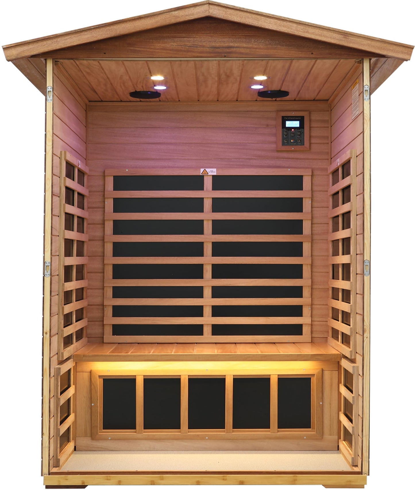 LTCCDSS Ultra-Low EMF Outdoor Sauna 2 Person, Mahogany Far Infrared Sauna for Home EMF Average 0.5 mG, Chromotherapy, Bluetooth Speaker