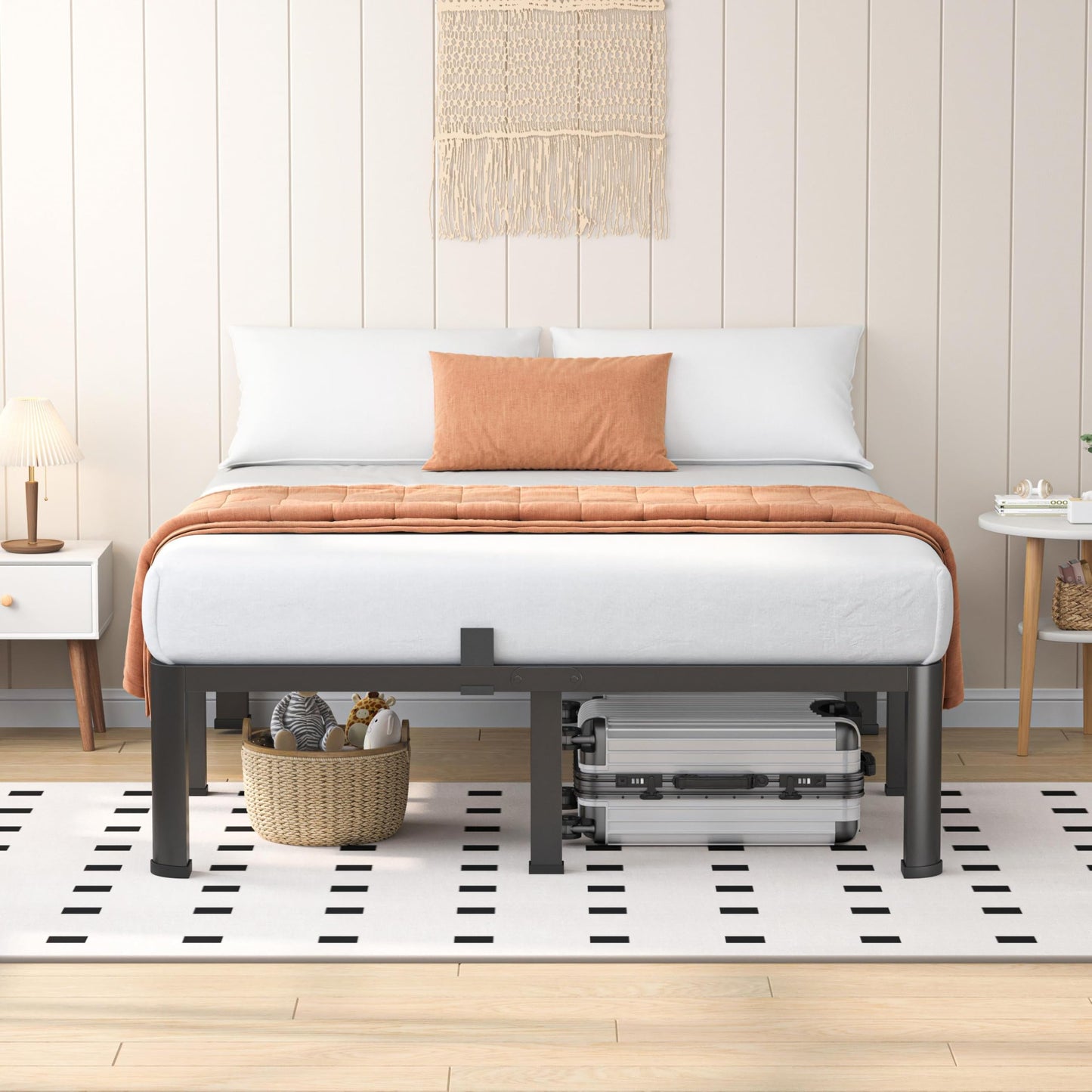 VIPSHOW 14 Inch King Heavy Duty 3500 lbs Bed Frame with Round-Corner Legs & Anti-Squeak Design – Quick Assembly Metal Platform, No Box Spring Needed