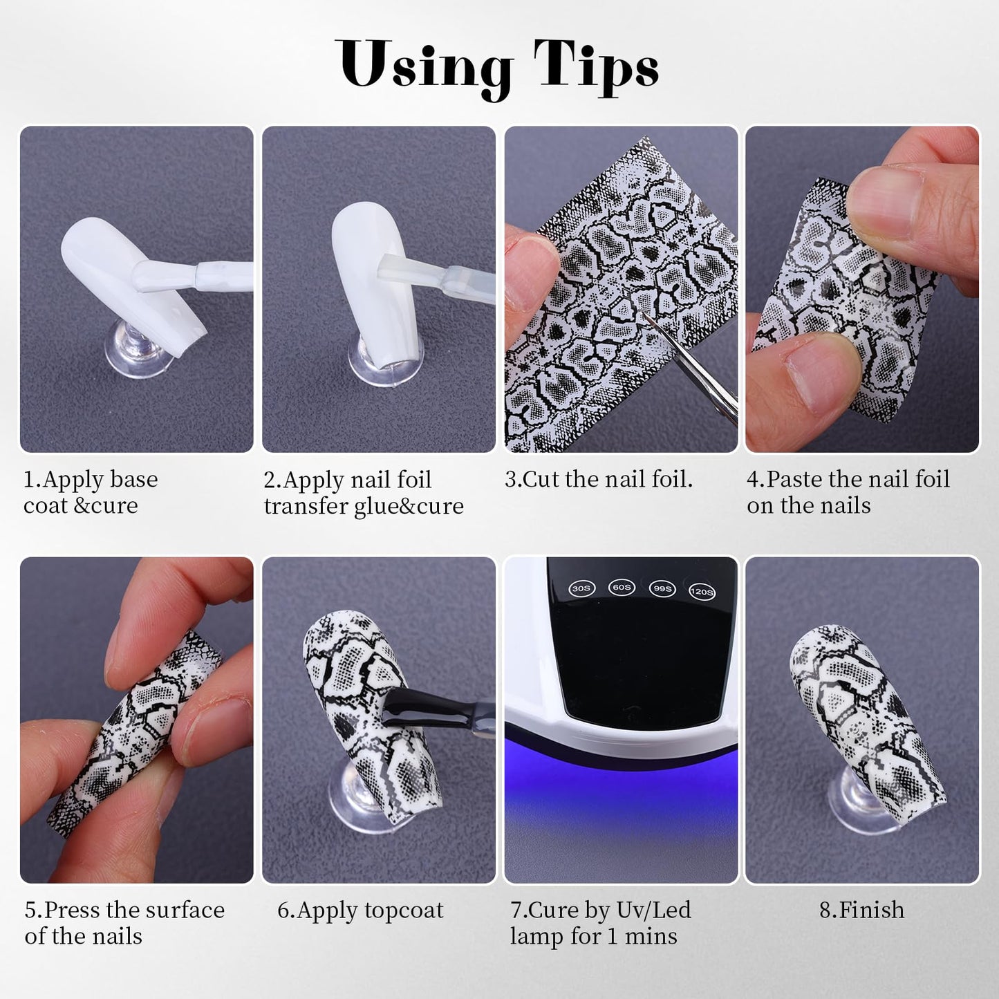 Lace Nail Foil Transfer Sheets, 10 Rolls Black White Flower Nail Art Transfer Foils Decals, Holographic Nail Foils Transfer DIY Nail Stickers for Acrylic Nails, Gel Nails and Manicure Decorations
