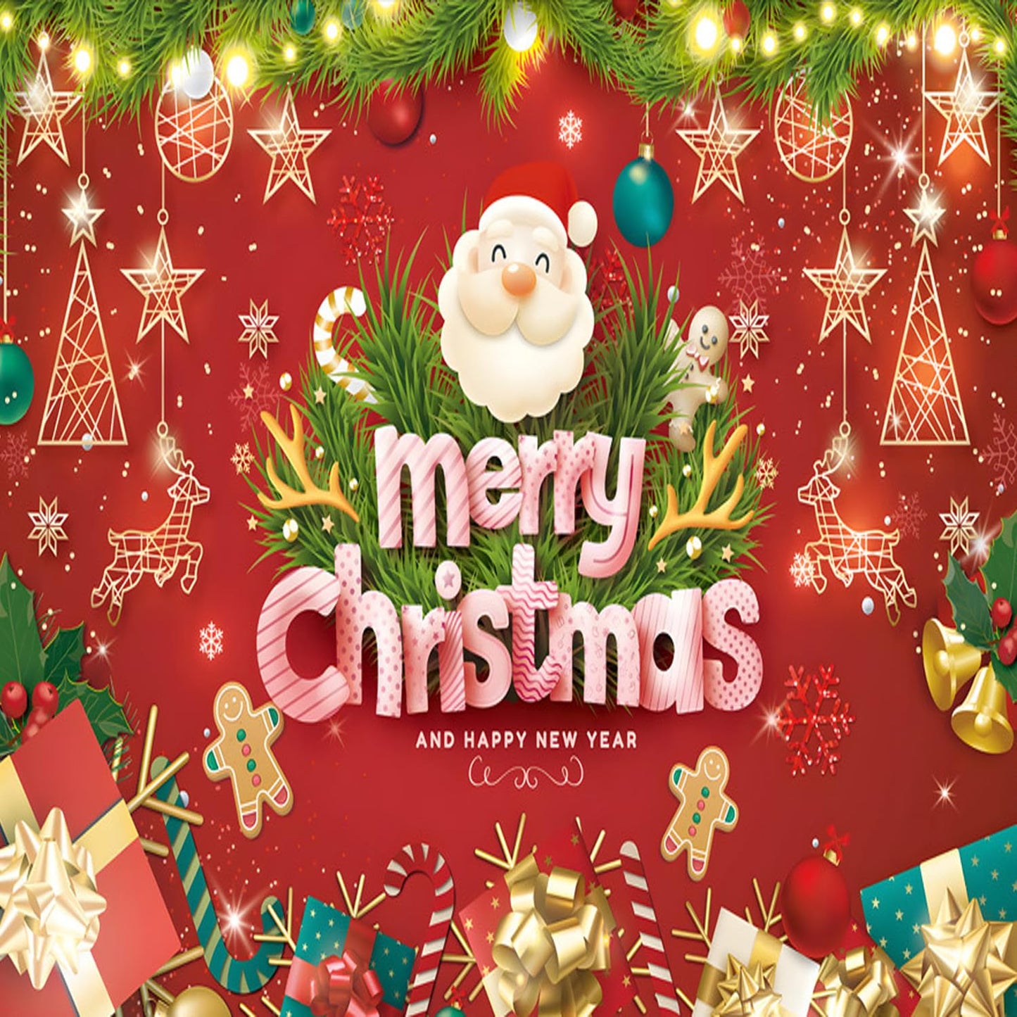 CJDLTS Christmas Press on Nails Medium Artificial Ballet Acrylic False Nails French White Tip Xmas Fake Nail Christmas Trees Stick on Nail Full Cover Winter Artificial Fingernails for Women Manicure