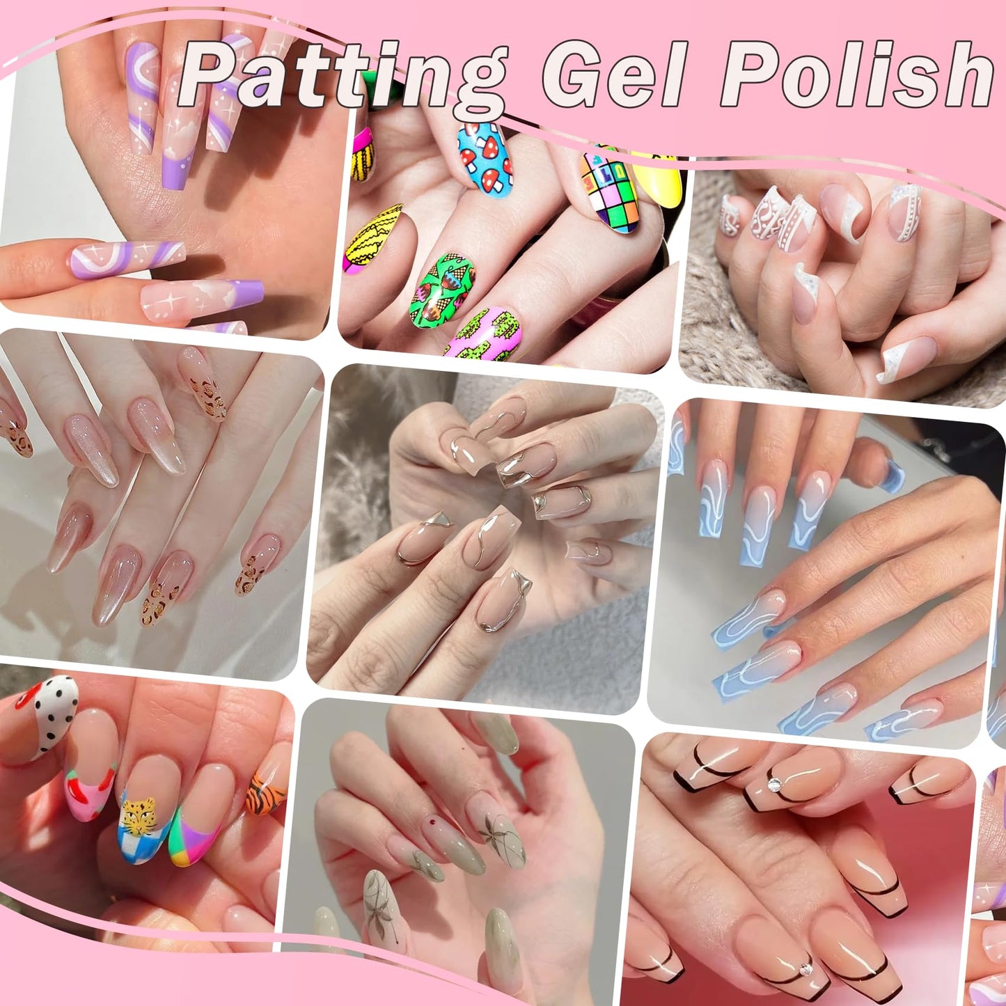 PCTOMU Sponge Pat Pat Gel Polish Pallete Tool Kit, 57 Colors Ombre Nails Gel Paint for Nail Art Gradient Painting Gel Blush Blooming Aura French Manicure, Valentines Day Gifts UV/LED Curing DIY Nail