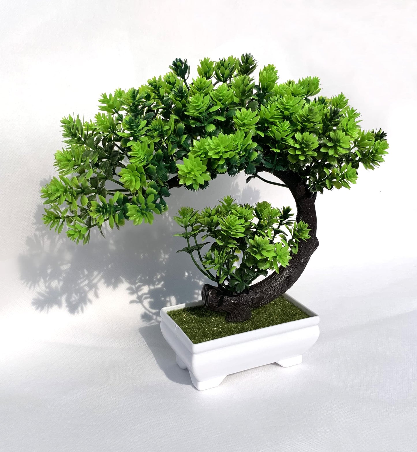 YOERM Fake Plants Small Artificial Bonsai Tree for Home Decor Living Room Bathroom Bookshelf Entryway Table Wall Shelf Modern Farmhouse Decor, 8.5" Tall, Green