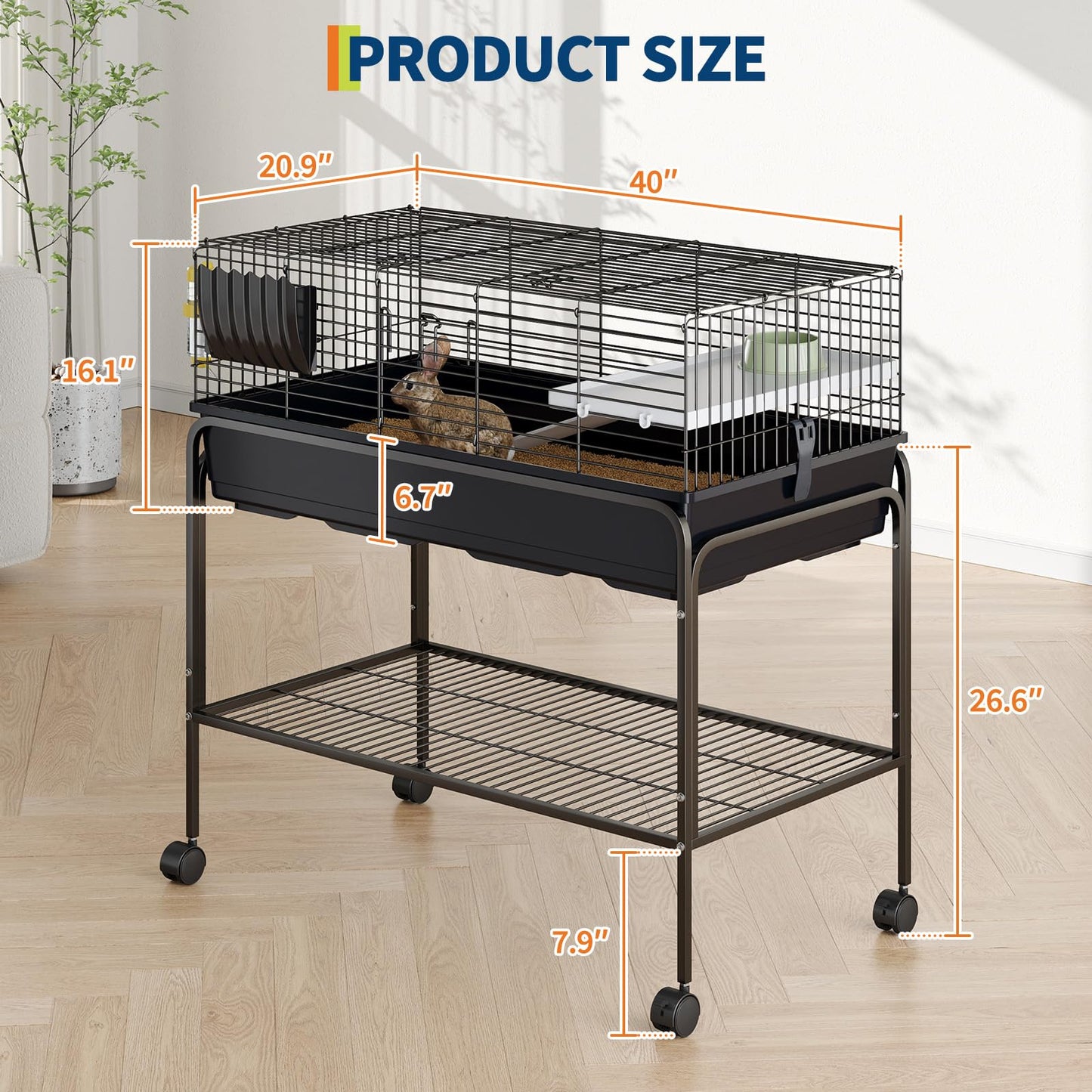 Guinea Pig Cage Kit, Small Animal Cage with Hay Holder, Water Bottle, Food Bowl, Metal Pet Habitat for Hamster, Chinchillas, Guinea Pigs, Rabbit, Squirrel, Gerbil