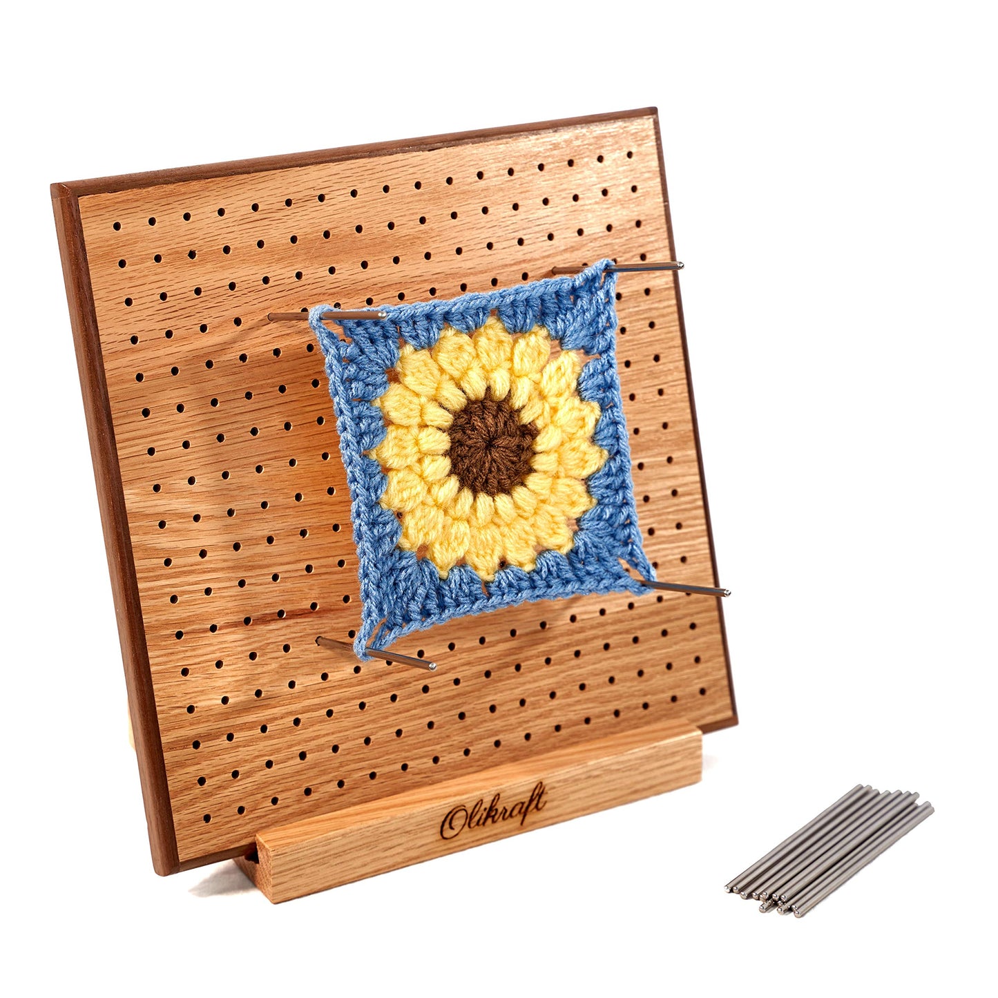 Olikraft 14-inch Crochet Blocking Board with 50 Pins and Wooden Yarn Swift - Durable Granny Square Blocking Board and Lightweight Yarn Swift for Effortless Crocheting and Knitting Projects