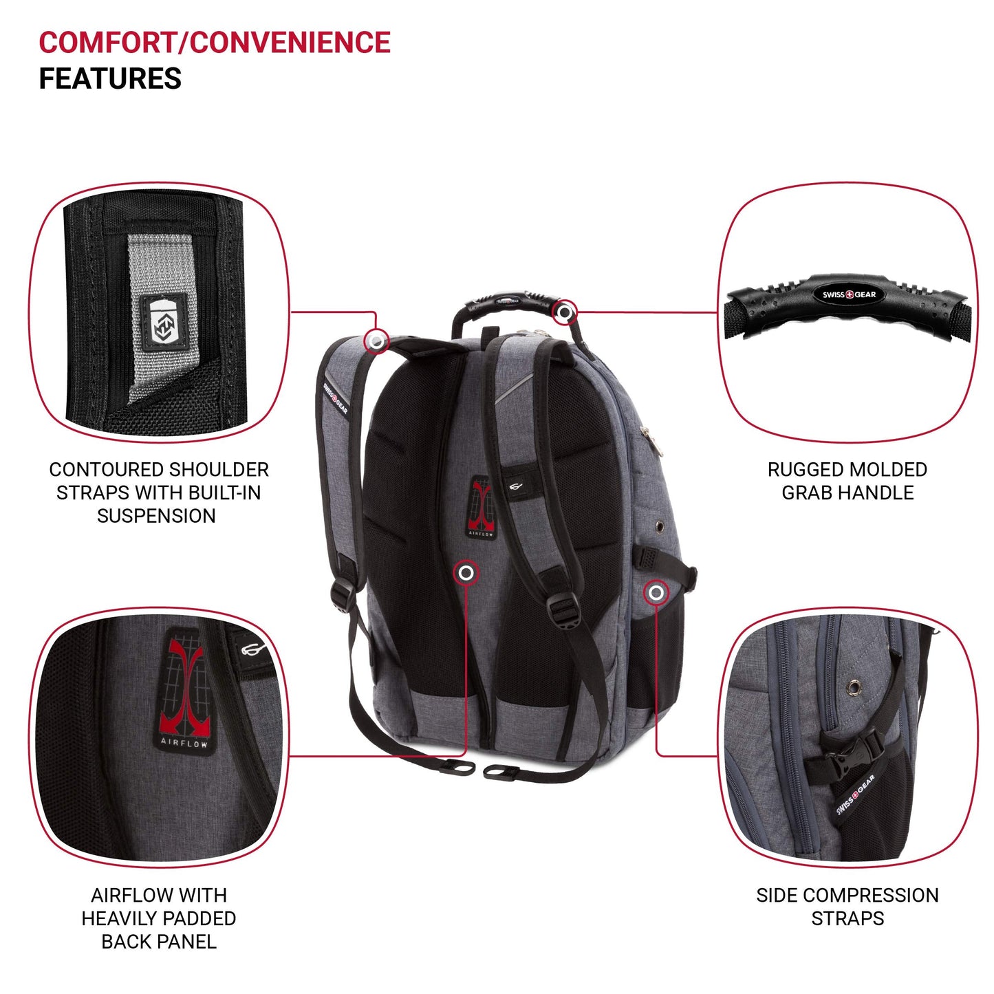 SwissGear 5977 ScanSmart TSA Friendly Laptop Backpack, Fits Most 17 Inch Laptops and Tablets, Ideal for Work, Travel, School, College, and Commuting, Grey