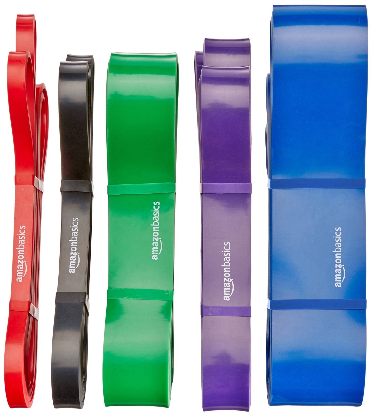 Amazon Basics Resistance Pull-Up Bands for Exercise, Workout, Stretching and Muscle Training, 1/2 Inches, 10 to 35 Pounds, Red