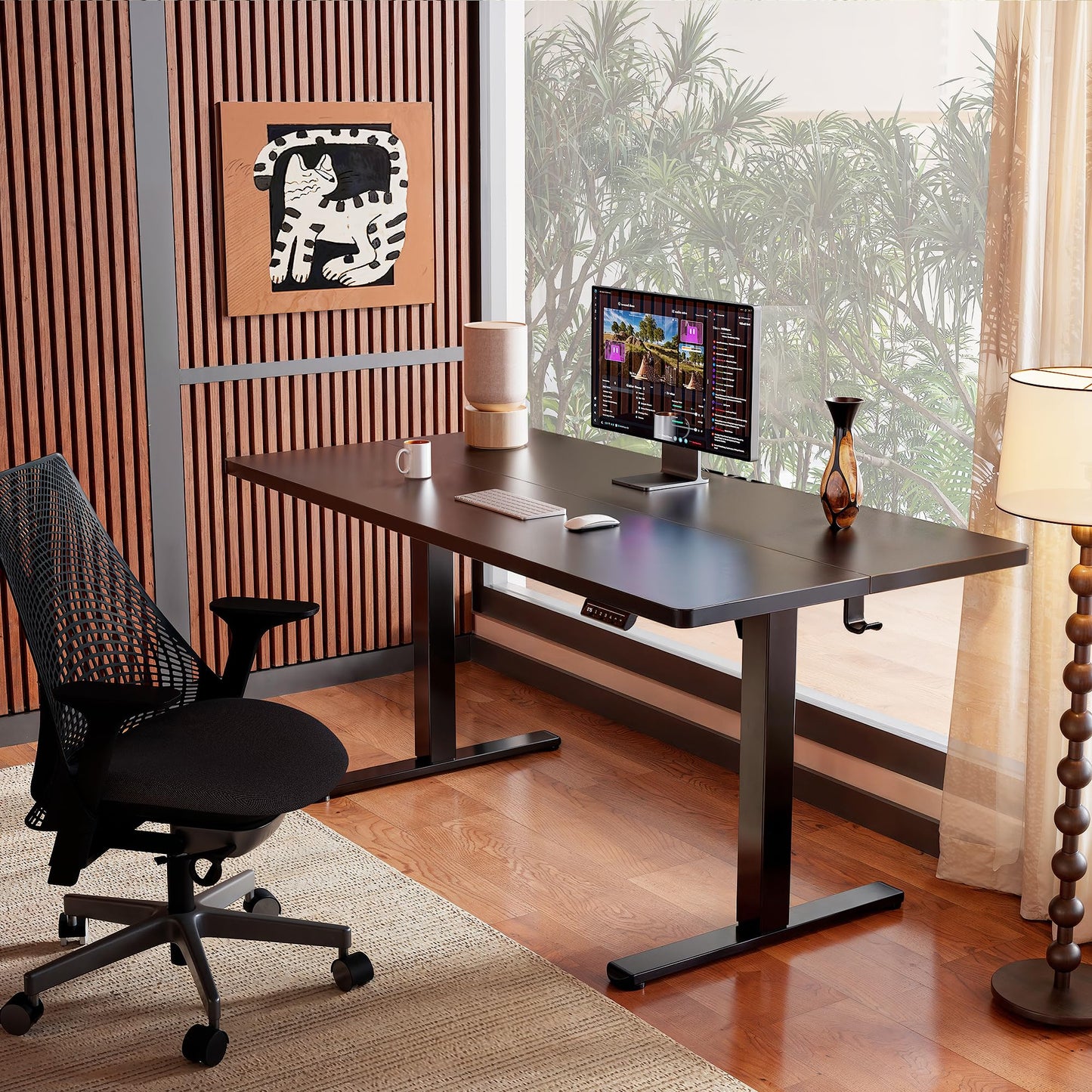 ErGear Height Adjustable Electric Standing Desk, 47.2 x 23.6 Inches Sit Stand up Desk, Memory Computer Home Office Desk (Black)