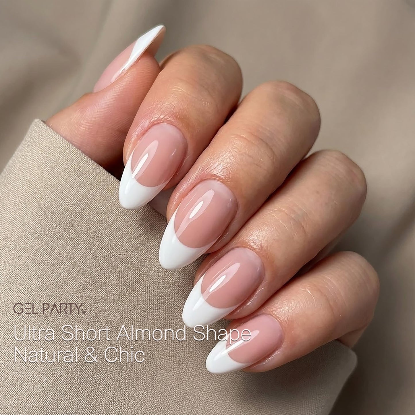 GELPARTY Rapid French Tip Press On Nails – 150Pcs, 15 Sizes | Pre-Shaped Soft Gel French Tips Pink Ultra Short Almond – Easy Salon Quality DIY