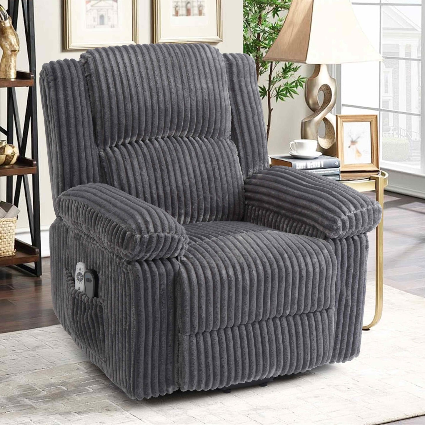 GarveeHome Power Lift Recliner Chair - Heat and Massage, Electric Lift Plush Recliner with Soft Padded Seat, Back Support & Armrests, Designed for The Elderly and People with Mobility impaired