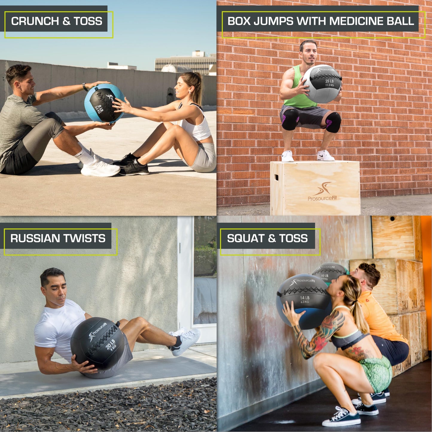 ProsourceFit Soft Medicine Balls, Wall Balls and Full Body Dynamic Exercises, Aqua 8 LB.