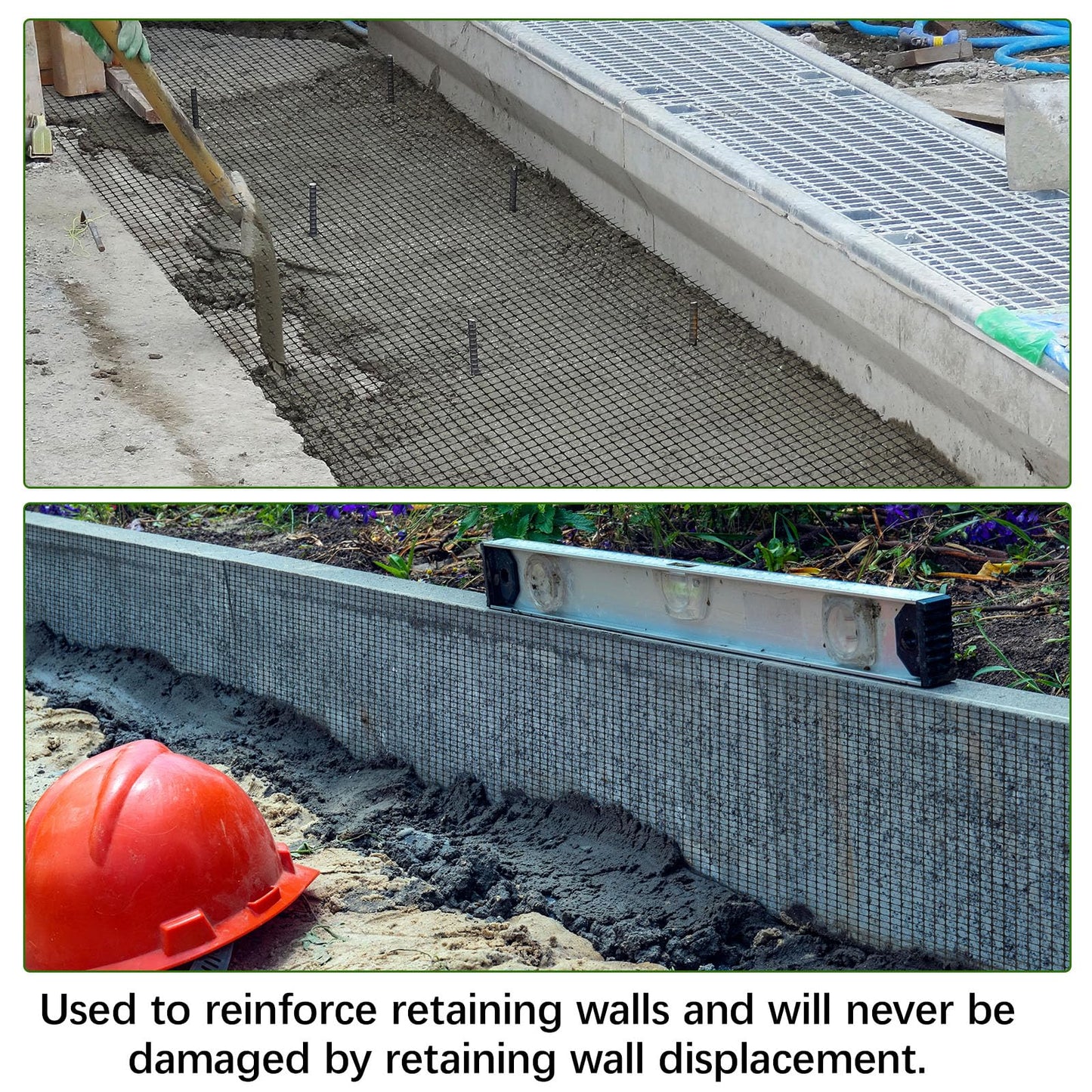 Wesnoy 4ft x 50ft Bi-Directional Universal Retaining Wall Geogrid Driveway Stabilization Grids Gravel Grid Walls Geocell Geogrid for Retaining Wall