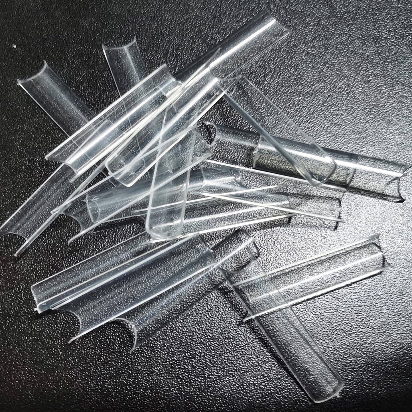 LoveOurHome 200pc XL C Curve Nail Tips Extra Long Tapered Square Fake Nails Half Cover Clear Artificial Nail Art Tips 10 Size False Nails Tech Supplies for Gel Acrylic Nail Extension