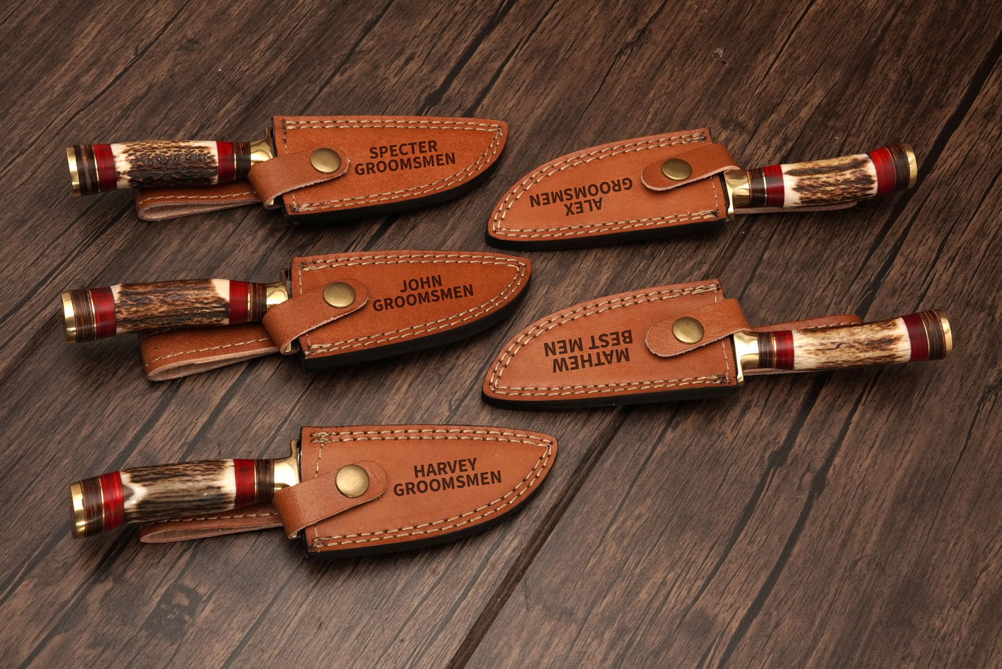 Markhor Outdoors Set of 10 Handmade Personalized Damascus Knife set for Groomsmen gifts | Groomsman Gifts for Wedding, Groomsmen Proposal Gifts