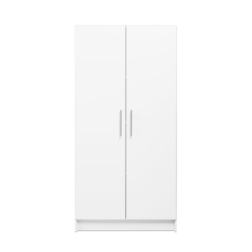Prepac Elite Tall Garage Storage Cabinet & Pantry Storage Cupboard, 2-Door Freestanding Bathroom or Pantry Cabinet with Adjustable Shelves, 16" D x 32" W x 65" H, White