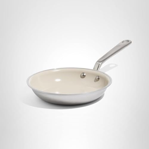 Made In Cookware | 8" Ceramic Non Stick Frying Pan (Stainless Handle) | 5-Ply Stainless Clad with Stay-Cool Handle | Professional Cookware | Crafted in USA | Induction Compatible