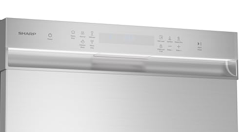 Sharp SDW6506JS 24-inch Stainless Steel Dishwasher, 49 dB, Third Rack, 12 Place Settings, Front Touch Controls
