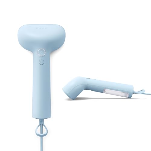 Steamery Handheld Clothes Steamer Cirrus Core, 1350W, Steam Output 0.74 oz/min, Heat up in 15 Seconds, Dry Steam Technology, Hanging Loop, Visible Water Tank, Portable, Scandinavian Design (Blue)