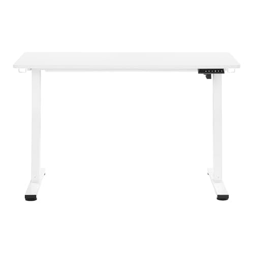OSP Home Furnishings Primo Sit-to-Stand Electric Height Adjustable Office Desk with Hook, White, 4 Feet Wide