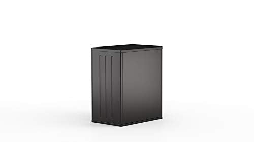 Suncast Heavy-Duty Resin Outdoor Storage Cabinet, 30" W x 20.25" D x 36" H Dark Grey Base Garage Storage Cabinet with Lockable Doors and Metal Reinforced Shelves, Made in The USA