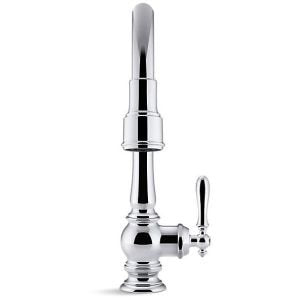 KOHLER Artifacts Single-Hole Kitchen Sink Faucet with 16" Pull-Down spout and Turned Lever Handle, DockNetik Magnetic Docking System, and 3-Function sprayhead Featuring Sweep and BerrySoft Spray