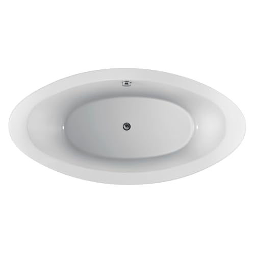 Aqua Eden VTOV733623JN 72-Inch Oval Acrylic Freestanding Tub with Drain, Glossy White