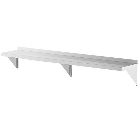 Zedfire 12" x 84" Wall Mounted Stainless Steel Shelf – 385 lb Capacity, NSF, Commercial-Grade Storage