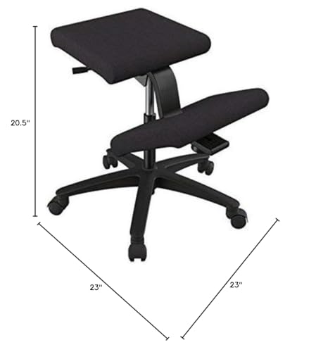 Varier Wing Ergonomic Kneeling Chair with Wheels, Swivel Base and Adjustable Height, Black Revive Fabric, Suitable for Home Office and Office