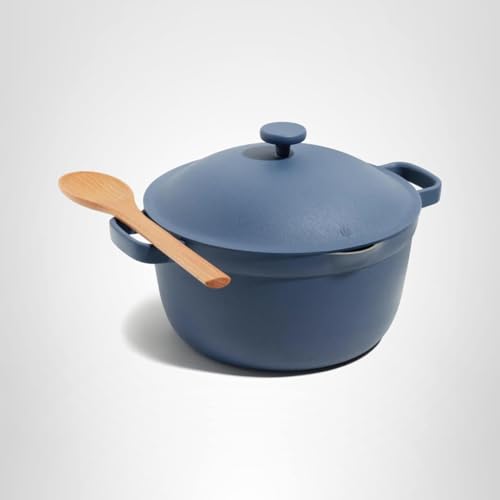 Our Place Perfect Pot | 5.5 Qt Ceramic Pot with Lid & Spatula | Patented 8-in-1, PFAS-Free Nonstick, Non-Toxic Cookware | Induction & Oven-Safe up to 450°F | Blue Salt