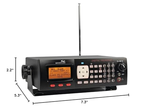 Whistler WS1065 Digital Trunking Desktop Scanner – Programmable Police/Fire Radio with Backlit Display, 1800 Memory Channels, and V-Scanner Technology – Black