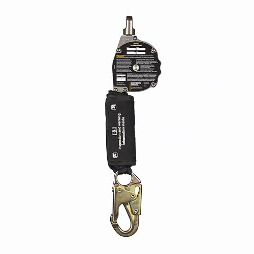 Guardian 10900 Halo Web Personal Self Retracting Lifeline (SRL) | 11 ft | Carabiner Included | Swivel Top | Steel Snap Hook | Class 1 | ANSI and OSHA Compliant