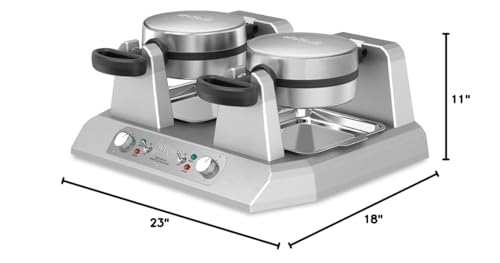 Waring Commercial WW250X Double Side by Side Belgian Waffle Maker, Coated Non Stick Cooking Plates, Produces 50 Waffles Per Hour,120V, 2400W, 5-20 Phase Plug