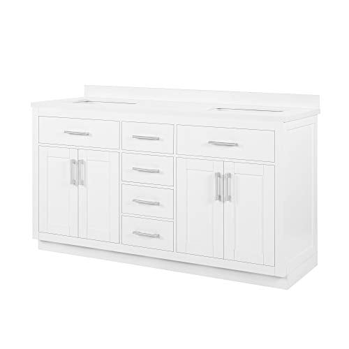 OVE Decors Bailey 60 in. White Undermount Double Sink Bathroom Vanity with White Premium Quality Countertop