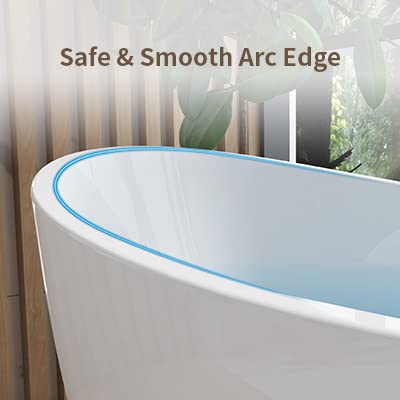 Mokleba 62" Lucite Acrylic Freestanding Bathtub, Double Slipper Shape Contemporary Soaking Tub with Toe-tap Chrome Drain, Slotted Overflow, cUPC Certified, Glossy White