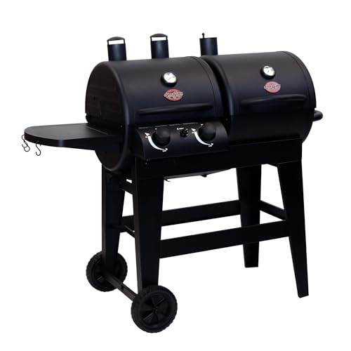 Char-Griller® Dual-Function 2-Burner 24,000 BTU Propane Gas and Charcoal Combination Grill and Smoker with 870 Cooking Square Inches in Black, Model E5030