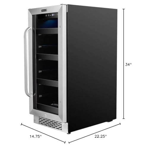 Whynter BBR-838SB Built-in Under Counter 15 inch Beverage Refrigerator and Cooler Fridge with Glass, Lock, Reversible Door, Digital Control and Carbon Filter, 3.0 cu. ft, Stainless Steel, 112 Capacity