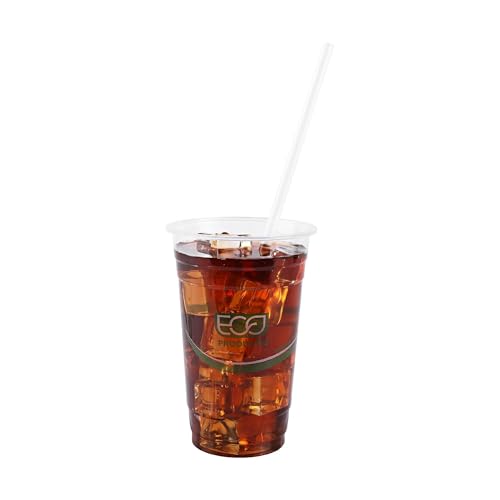 Eco-Products Compostable Paper Wrapped Jumbo Plastic Straws, 9.5" Long, 8mm Diameter, Case of 4800, Clear Disposable Plant Based PLA Plastic, Large Sized Drinking Straws, ASTM Compliant, BPI-Certified