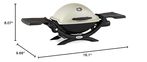 Weber Q1200 Liquid Propane Portable Gas Grill, Titanium – 1‑Burner Travel and Camping Grill with Cast‑Iron Grates & Electronic Ignition (8,500 BTU Burner)