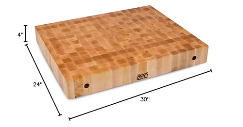 John Boos Block CCB3024 Classic Collection Maple Wood End Grain Chopping Block, 30 Inches x 24 Inches x 4 Inches