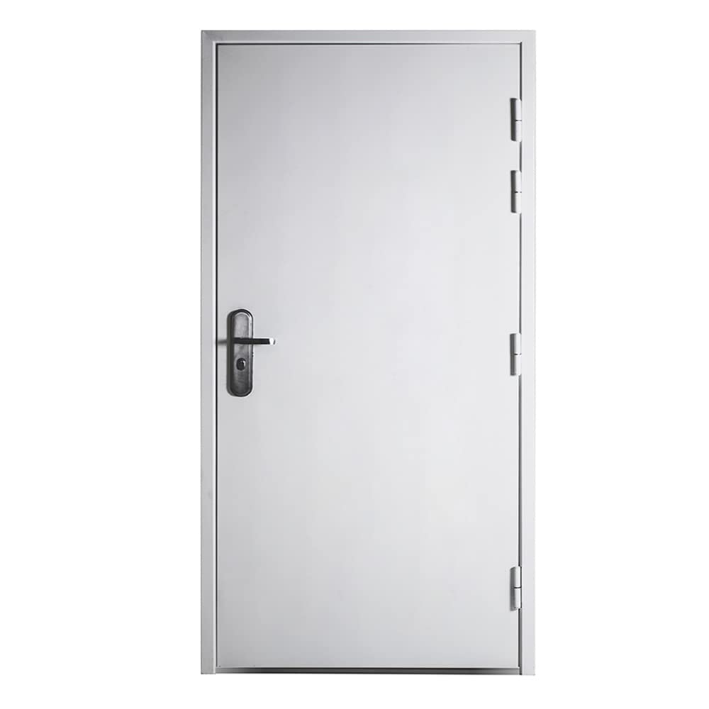 VIZ-PRO Quick Mount Steel Security Door with Frame and Hardware, Flat White Right Side-Hinged Outward