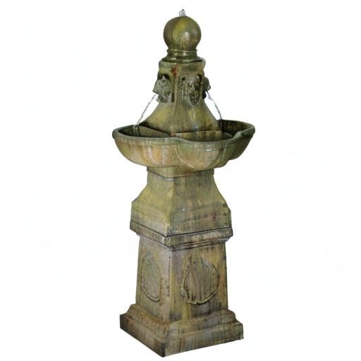 Royal Lion 54" High Large Italian Outdoor Decor Faux Stone Floor Fountain Standing Pedestal Tall Bubbler Water Feature for Outside Garden Patio Yard Backyard Porch Deck Relaxation - John Timberland
