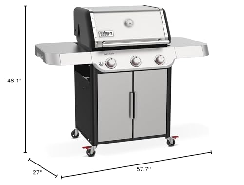 Weber Genesis S-315 Liquid Propane Gas Grill for Outdoor Cooking, Stainless Steel, 3 Burners – Stainless Steel Cooking Grates & PureBlu Burners