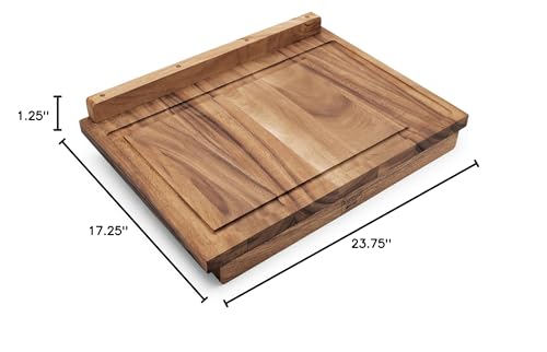 Ironwood Gourmet Double-Sided Countertop Lyon Pastry/Cutting Board With Gravy Groove, Acacia Wood 17.25 x 24 x 1.25 inches