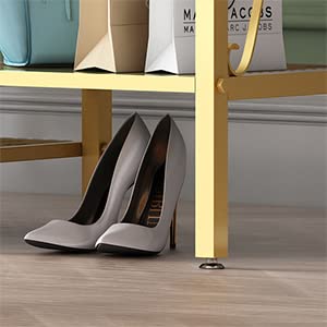 TIEOU Modern Gold Clothes Racks Free-Standing, Gold Clothing Rack with Shelves for Boutiques, Heavy Duty Garment Rack for Hanging Clothes, Large Wardrobe Closet(59''L)