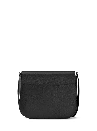 Michael Kors Women's Emilia Small Saddle Crossbody Bag, Black/Pebbled Leather, One Size