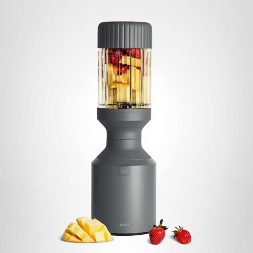 Beast Mega 1200 Plus | Premium Countertop Blender | Smoothies, Shakes, Sauces, Dips, Soups | Blends Ice and Frozen Fruit | XL Vessel | With Extra Vessels, Straw System | (Charcoal, 120V)