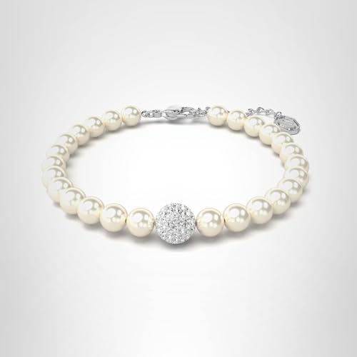 Swarovski Remix Strand Bracelet, Crystal Pearls and Pavé-Set Sphere in a Rhodium Finished Setting, Part of the Remix Collection