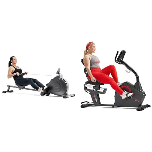 Sunny Health & Fitness Magnetic Rowing Machine with Exclusive SunnyFit App + Sunny Health & Fitness Premium Magnetic Resistance Smart Recumbent Bike with Exclusive SunnyFit® App +