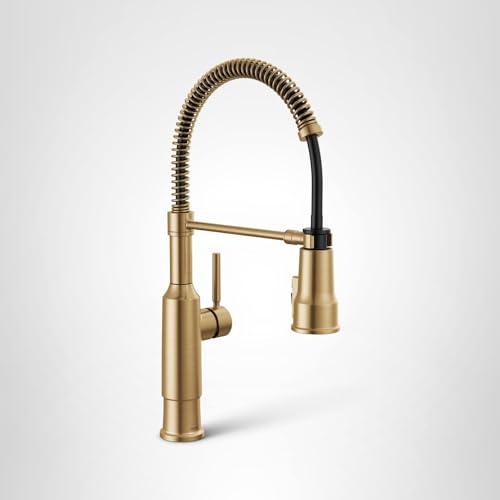 Delta Theodora Pro Style Commercial Kitchen Faucet with Pull Down Sprayer, Single Hole Brushed Gold Kitchen Sink Faucet, Single Handle, Champagne Bronze 18804Z-CZ-DST