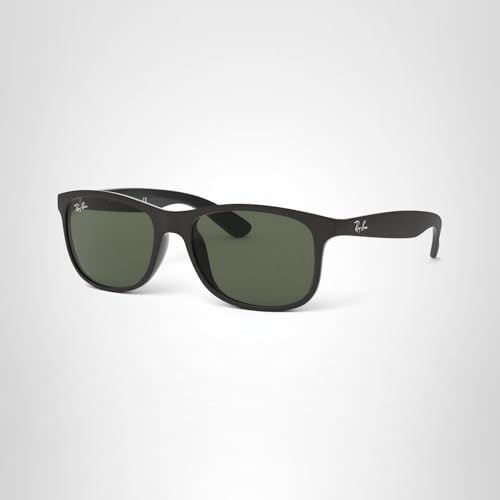 Ray-Ban Unisex RB4202 Andy Rectangular Sunglasses, Matte Black On Black/Dark Green, 55 mm